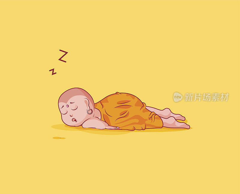 表情符号表情符号情感向量孤立的插图不快乐的人物卡通佛陀趴着睡觉