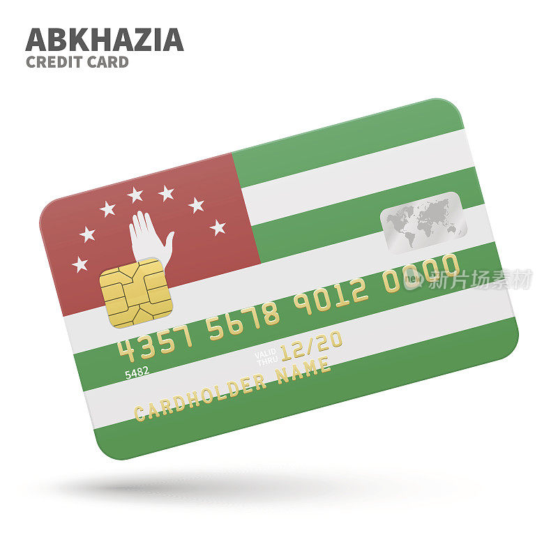 信用卡与阿布哈兹旗帜背景的银行，介绍和
