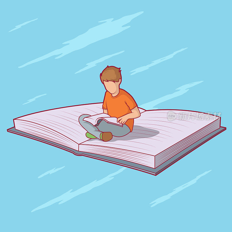 孩子读一本书矢量插图