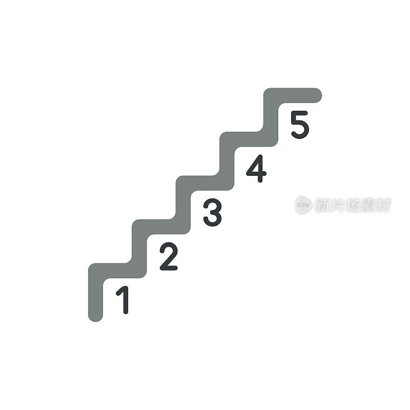 平面设计矢量概念的楼梯，数字从1到5