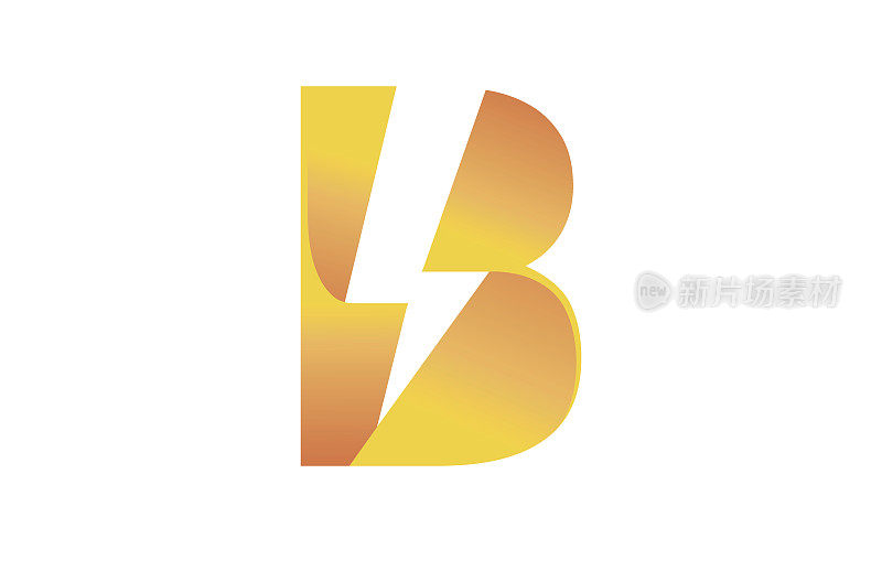 创意闪电闪电字母B符号设计