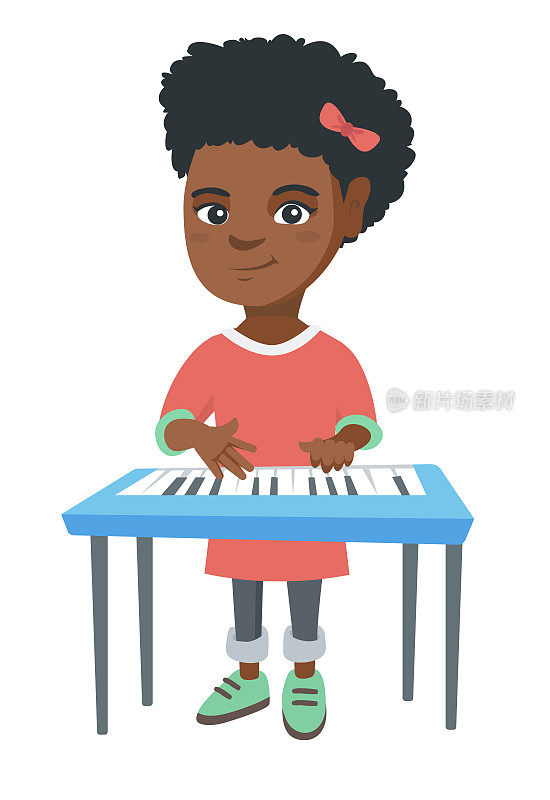 一个非裔美国女孩在弹钢琴