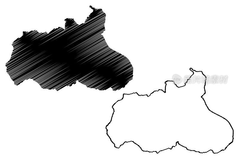 通古拉瓦省(厄瓜多尔共和国，厄瓜多尔省)地图矢量插图，草稿通古拉瓦地图