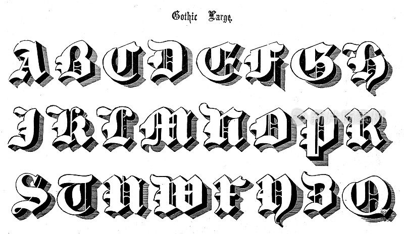 仿古原版打字字体字母:哥特大号