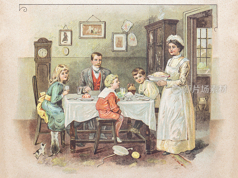 1900年一家人在客厅吃饭