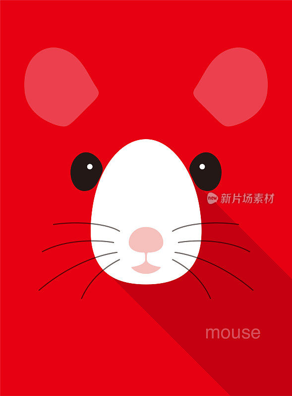 可爱的鼠标脸图标，矢量插图