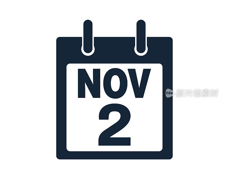11月2日日历图标股票矢量插图