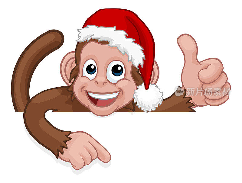 圣诞老人帽圣诞猴子卡通人物