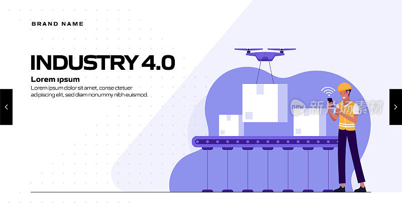 工业4.0概念矢量插图网站横幅，广告和营销材料，在线广告，业务演示等。
