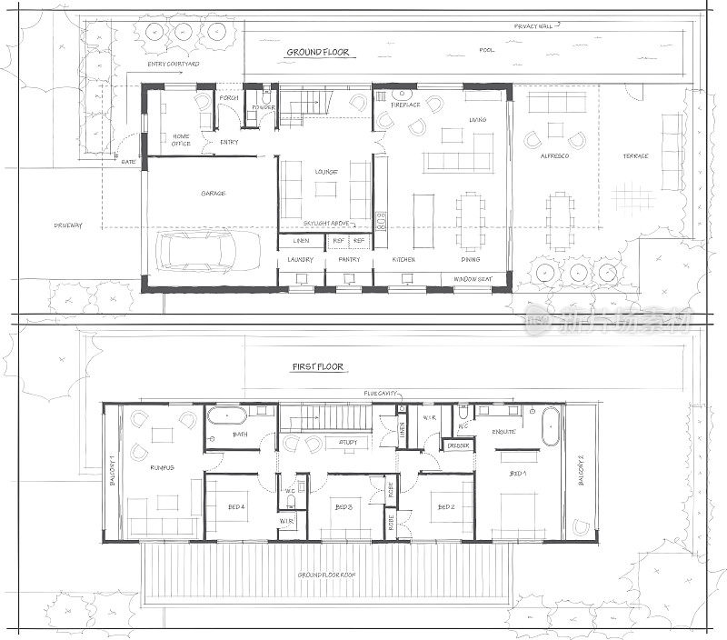 2层住宅平面草图设计