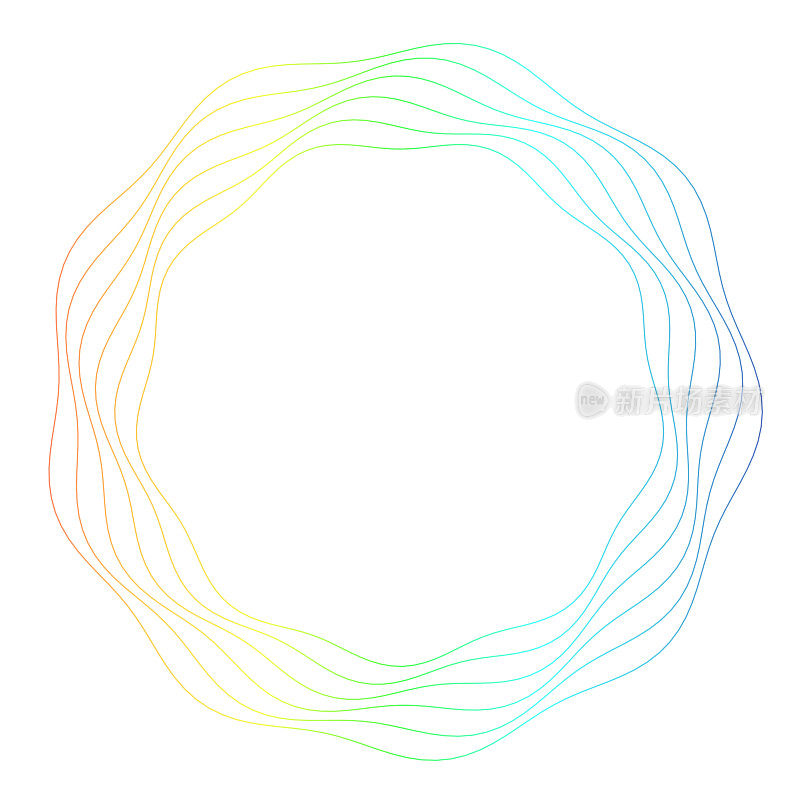 扭曲波图案由彩虹色的线