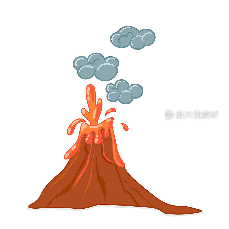 卡通火山喷发