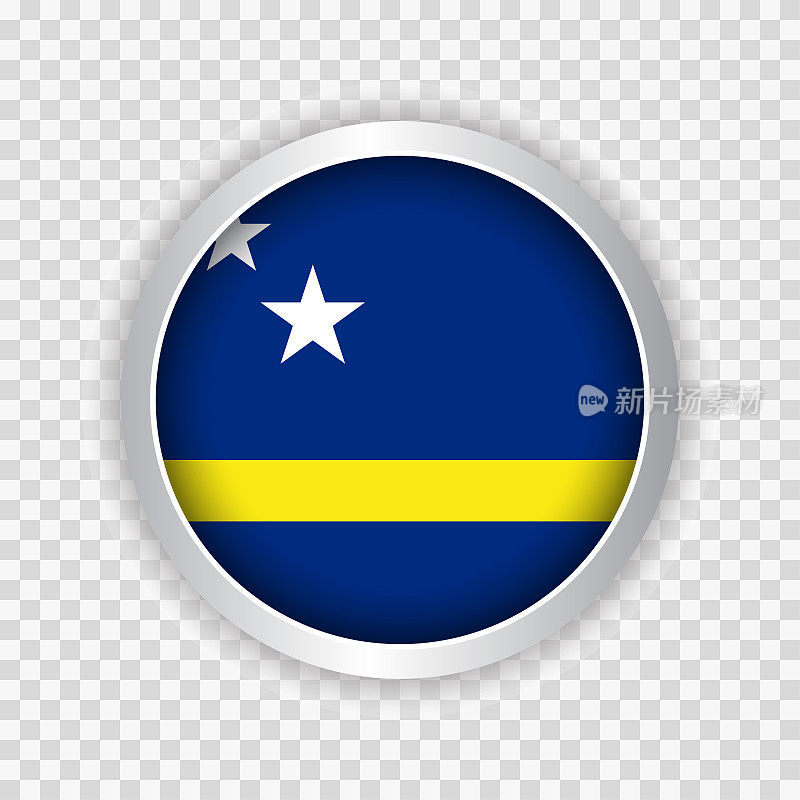 网站透明背景元素上的圆形按钮上的库拉索岛旗帜