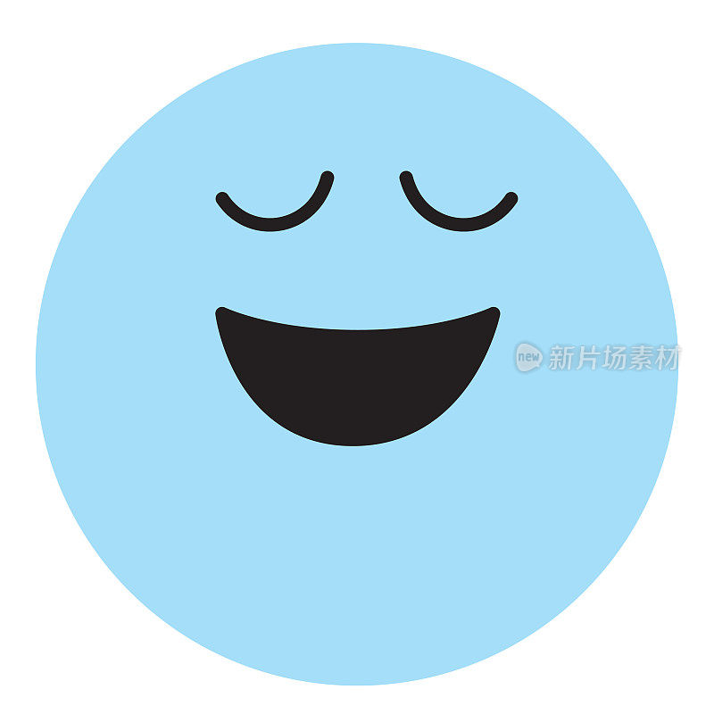 可爱的社交媒体表情，蓝色背景上微微微笑