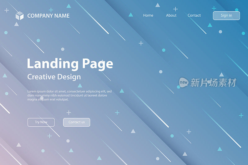 登陆页面模板-抽象设计与几何形状-流行的蓝色梯度