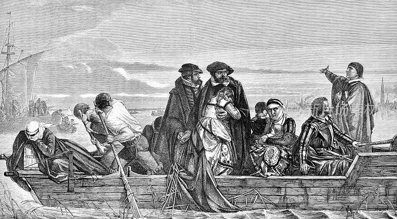 阿尔巴公爵的流亡者乘船流放国外