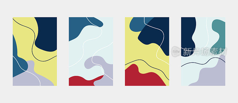 矢量极简主义潮流抽象通用模板与波浪自然概念背景的instagram和facebook的故事设计元素