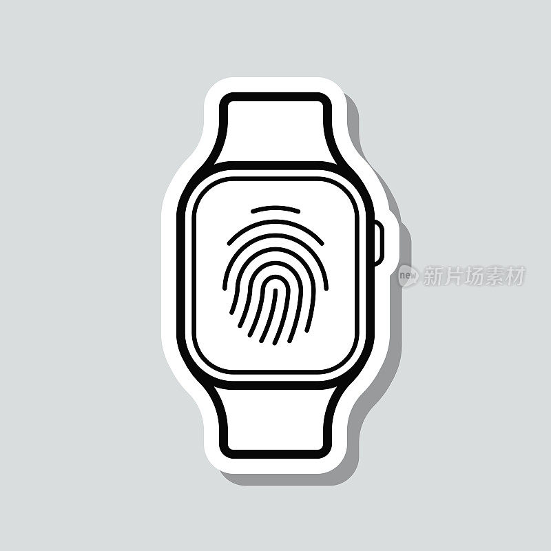 Smartwatch指纹。图标贴纸在灰色背景