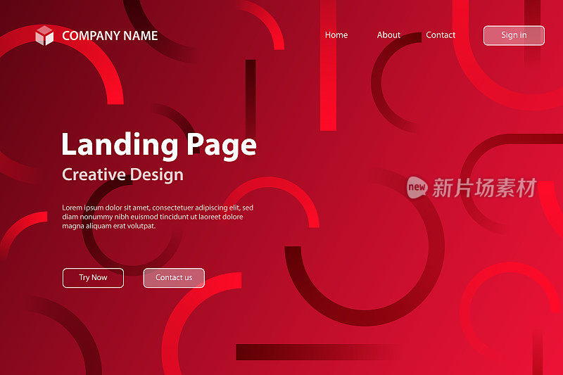 登陆页模板-抽象设计与几何形状-新潮的红色梯度