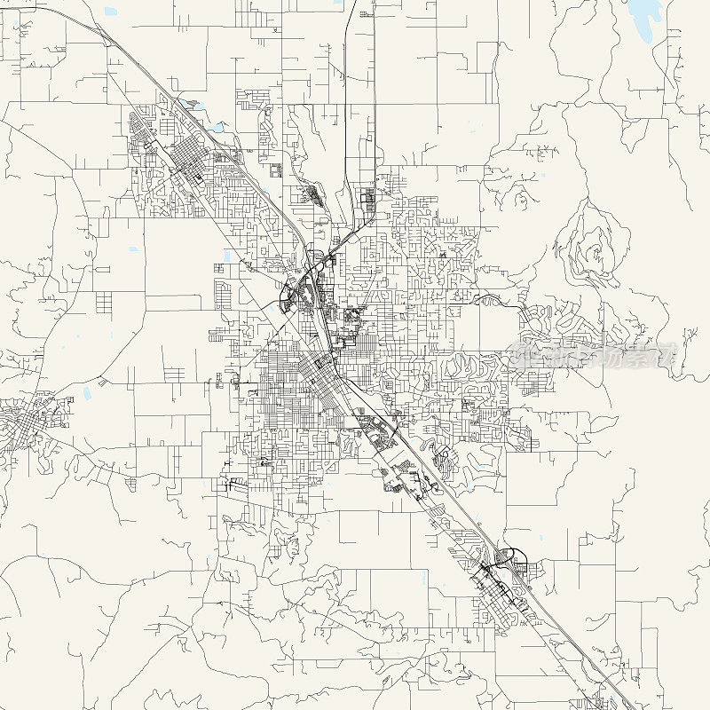 梅德福，俄勒冈州，美国矢量地图