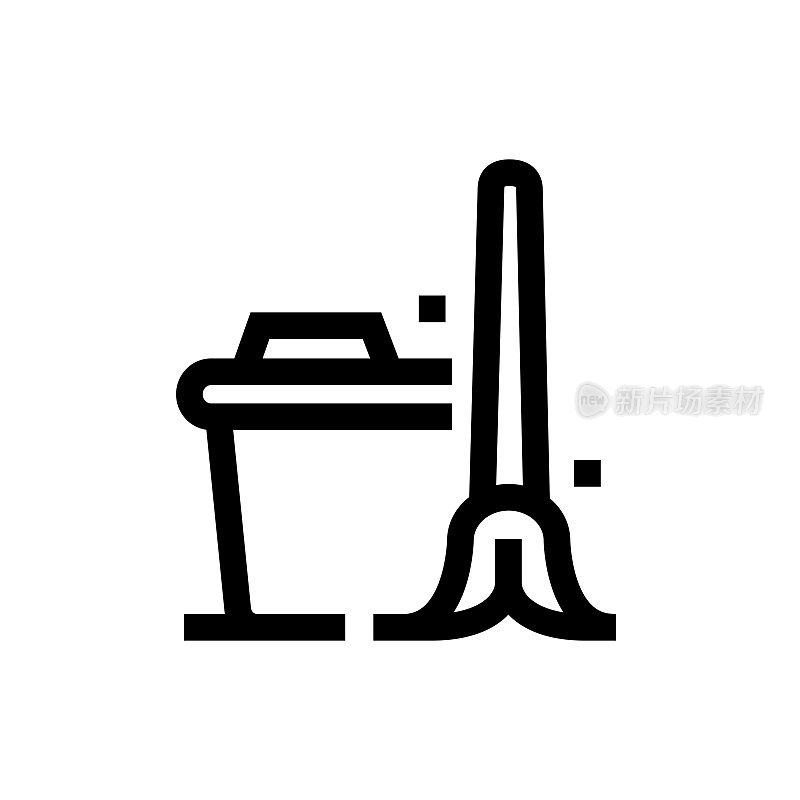 拖把清洁线图标,设计,像素完美,可编辑笔触。清洁,清洁,消毒,拖把。