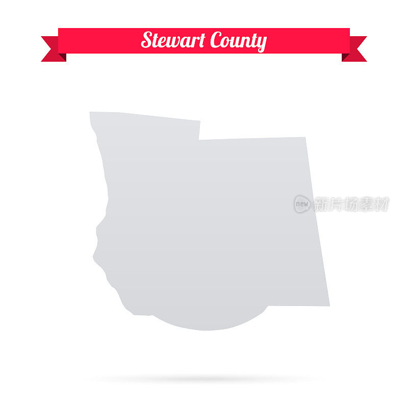 斯图尔特县，田纳西州。白底红旗地图