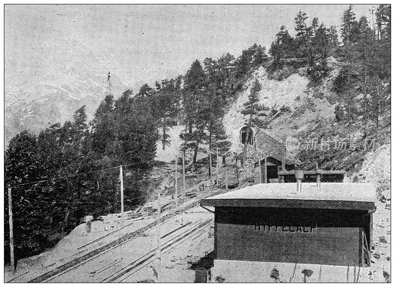 来自英国杂志的古董图片:阿尔卑斯铁路，Ryffelalp站，在通往Gornergrat的路上