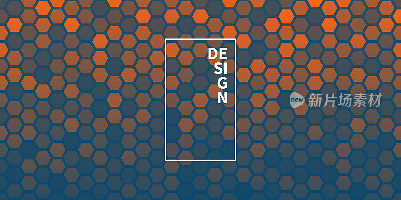 抽象几何背景-六角形马赛克与橙色梯度