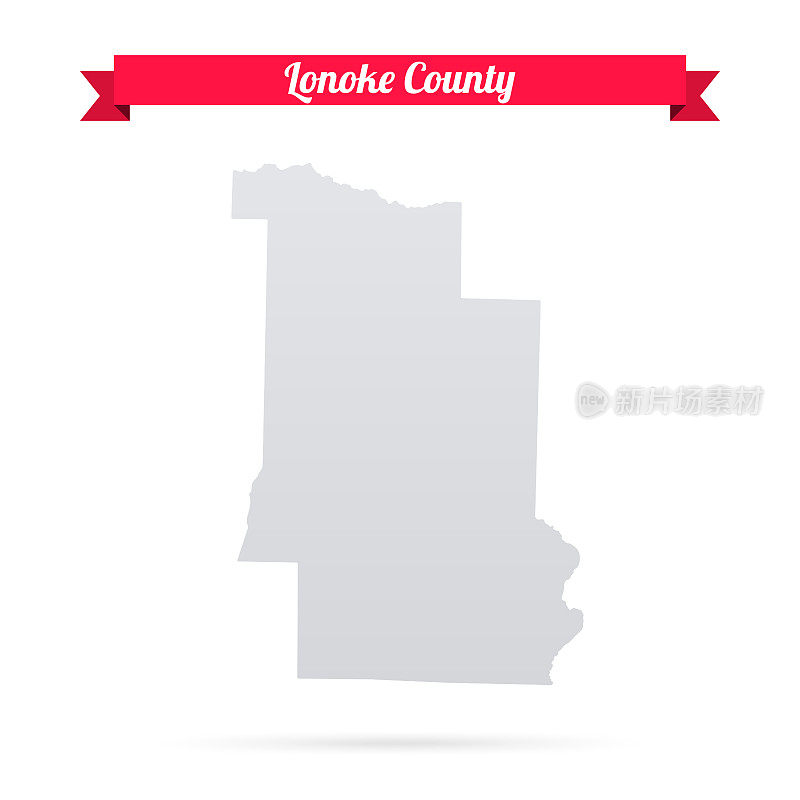 洛诺克县，阿肯色州。白底红旗地图