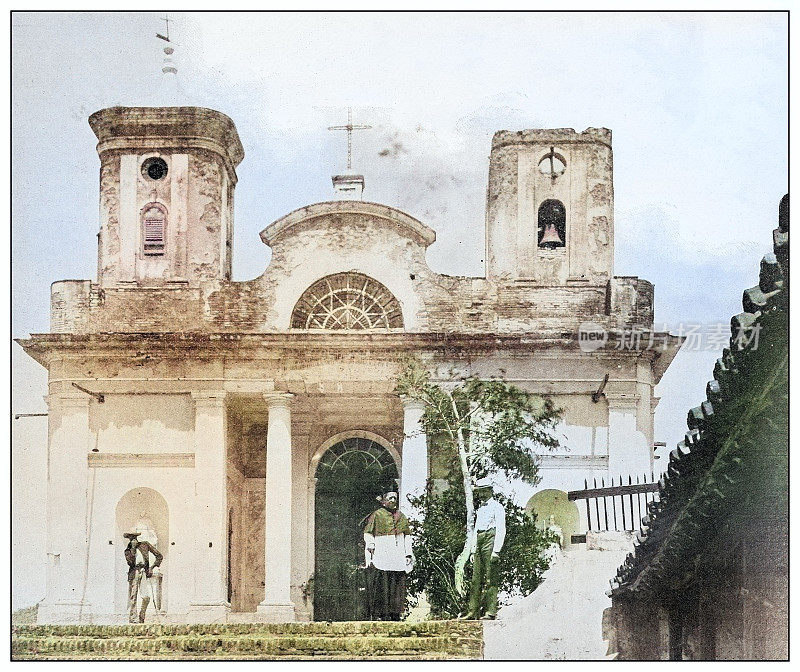 古色古香的黑白照片:古巴埃尔科布雷大教堂