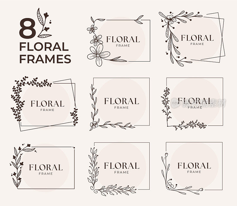 一套优雅的花卉框架模板