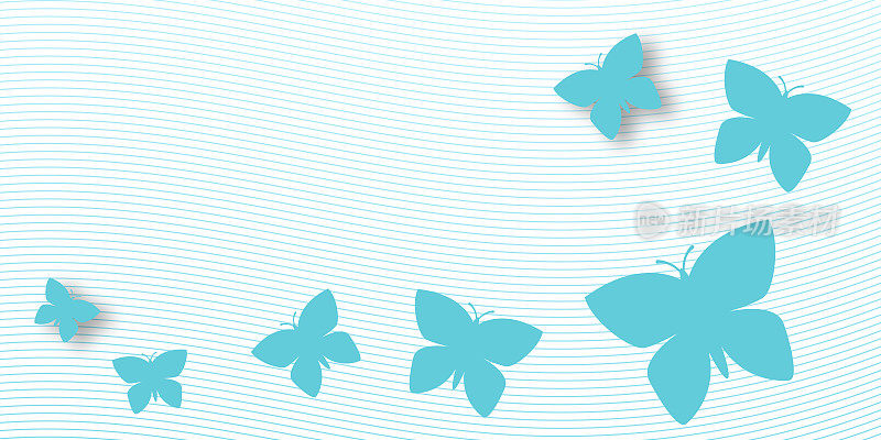 蓝色蝴蝶网页横幅模板