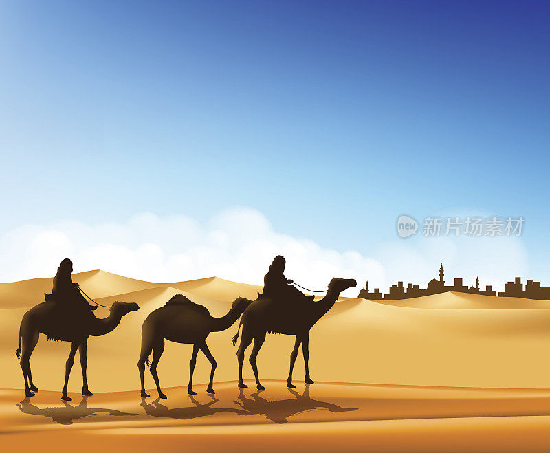 阿拉伯人与骆驼商队骑