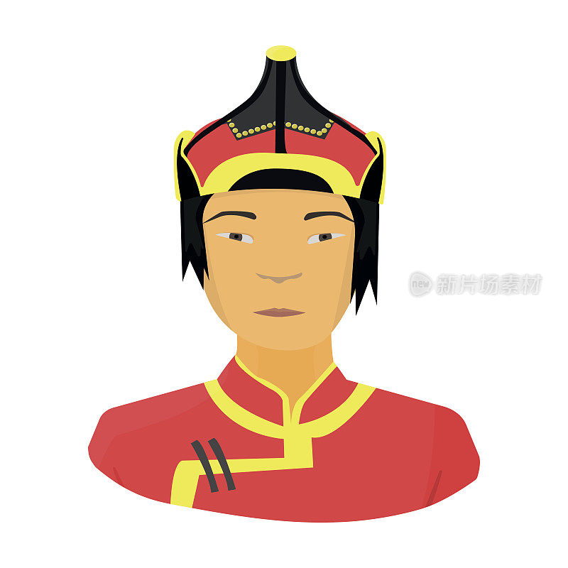 戴头盔的蒙古人。蒙古国家保护。蒙古单图标在卡通风格矢量符号股票插图。