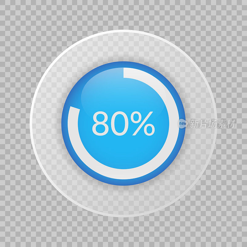 80%饼图透明背景。比例向量信息图。圆图孤立。商业插图图标营销项目，财务，财务报告，网页设计