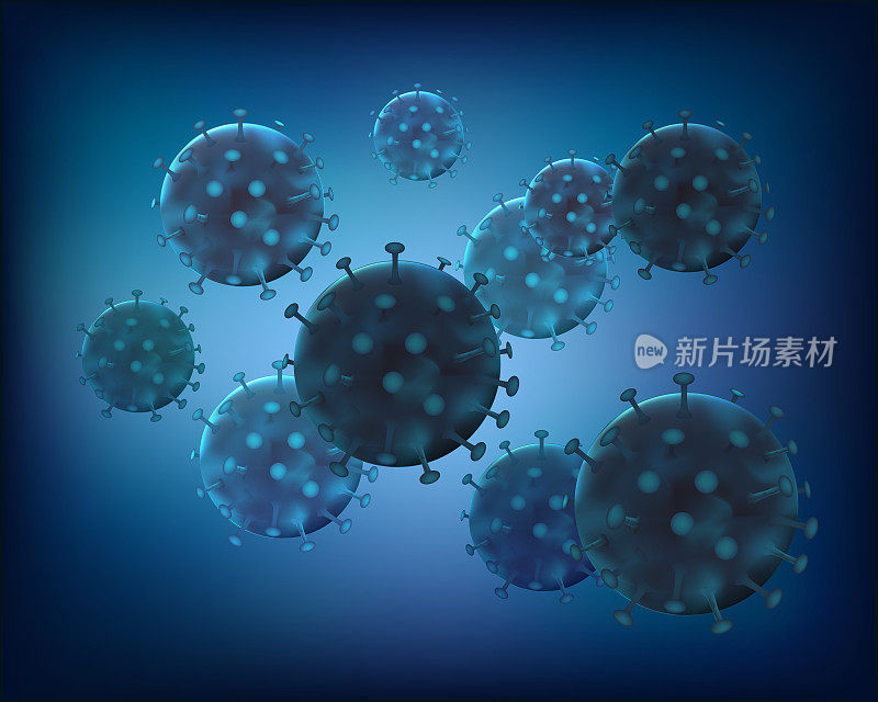 3D细菌病毒细胞背景。矢量插图。