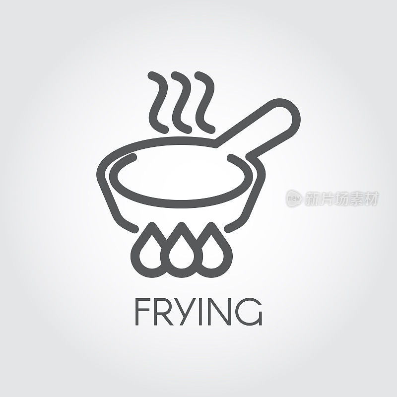 滚刀上蒸汽煎锅的线条图标。图形烹饪，烤大纲标志。向量