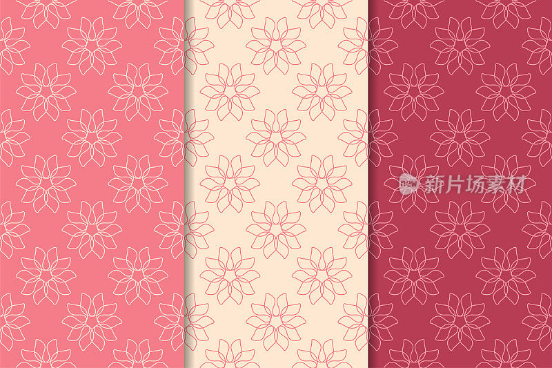 花卉无缝的装饰品。樱桃红垂直背景