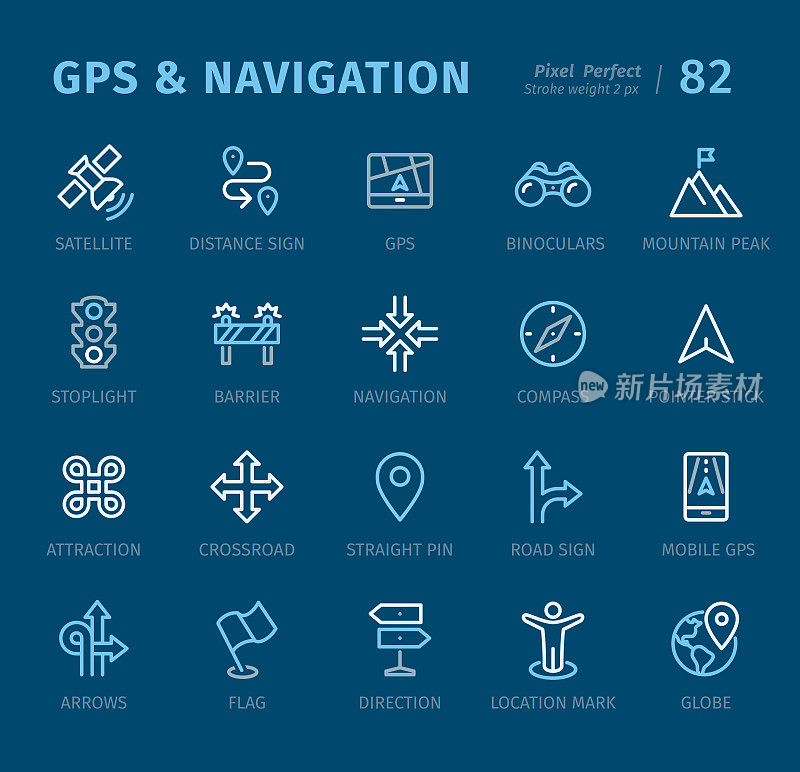 GPS和导航-轮廓图标与标题