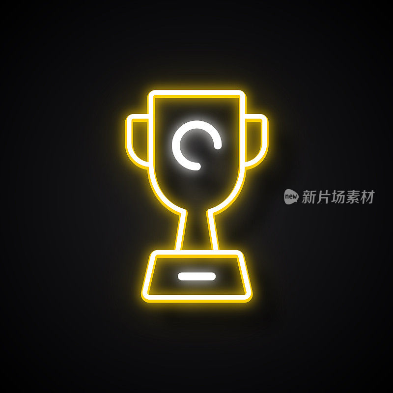 霓虹灯效果成功图标。大纲符号集合