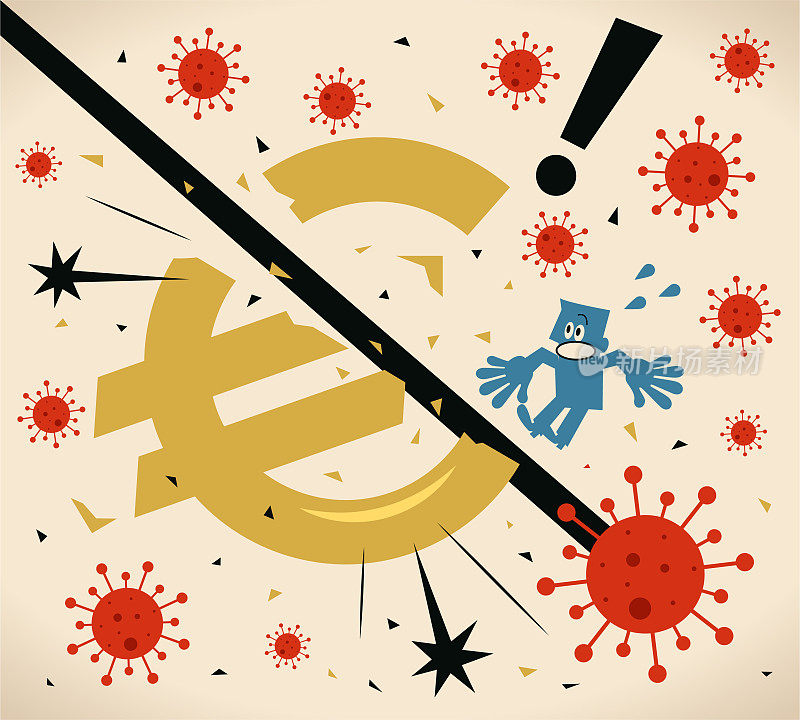 对新冠病毒恐慌(covid-19、病毒)和货币危机导致的欧元区经济放缓的担忧