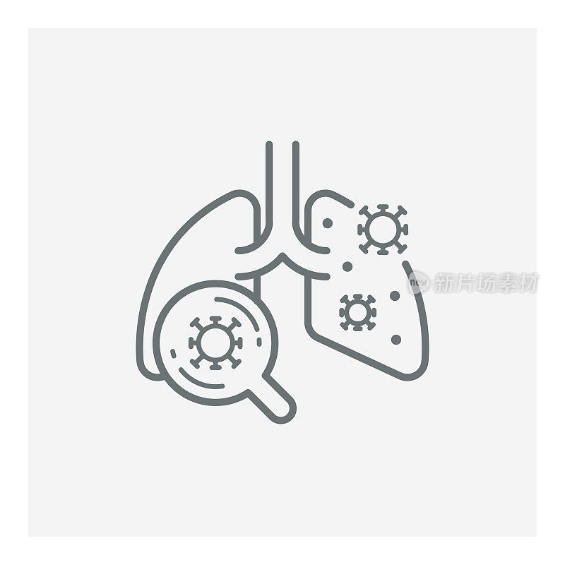 冠状病毒Covid-19病毒感染肺部图标
