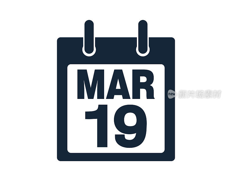 3月19日日历图标股票矢量插图