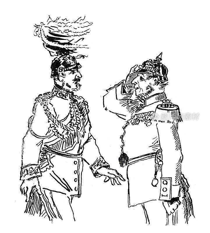 两个普鲁士军队的大兵在谈话