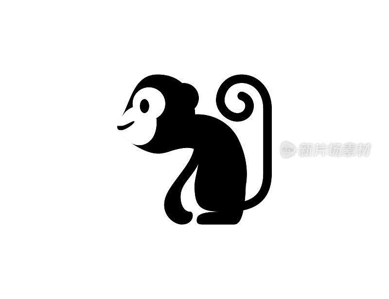 猴子图标。孤立的猴子符号-向量