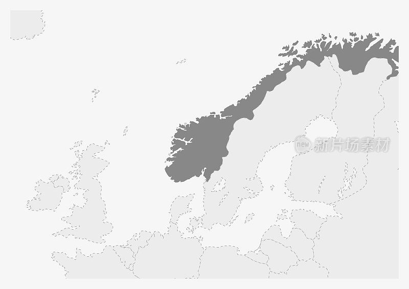 欧洲地图与突出的挪威地图