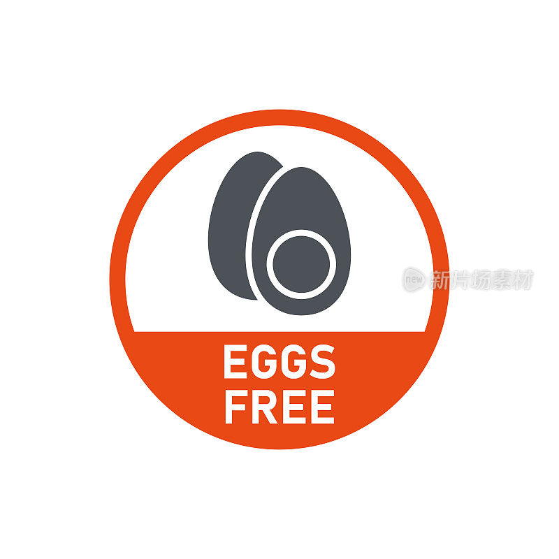 鸡蛋是免费的。自然产品。过敏原。食物不耐受。电脑图标,标签。贴纸。矢量插图。