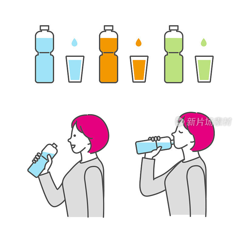 一个女人在喝一瓶水
