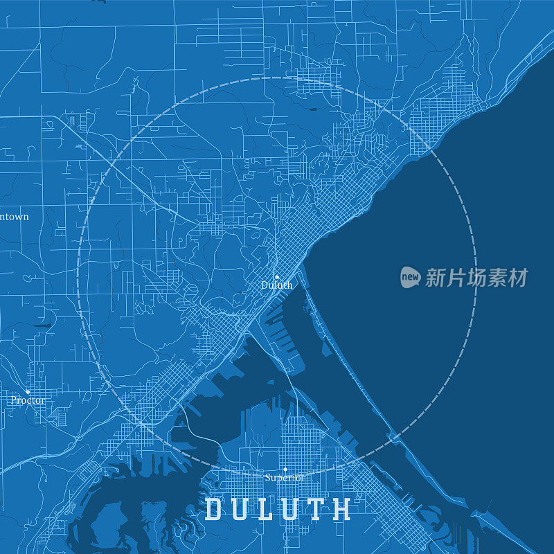 德卢斯MN城市矢量地图蓝色文本