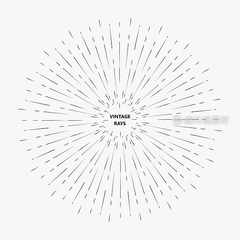 矢量极简主义辐射射线图案插图，抽象背景